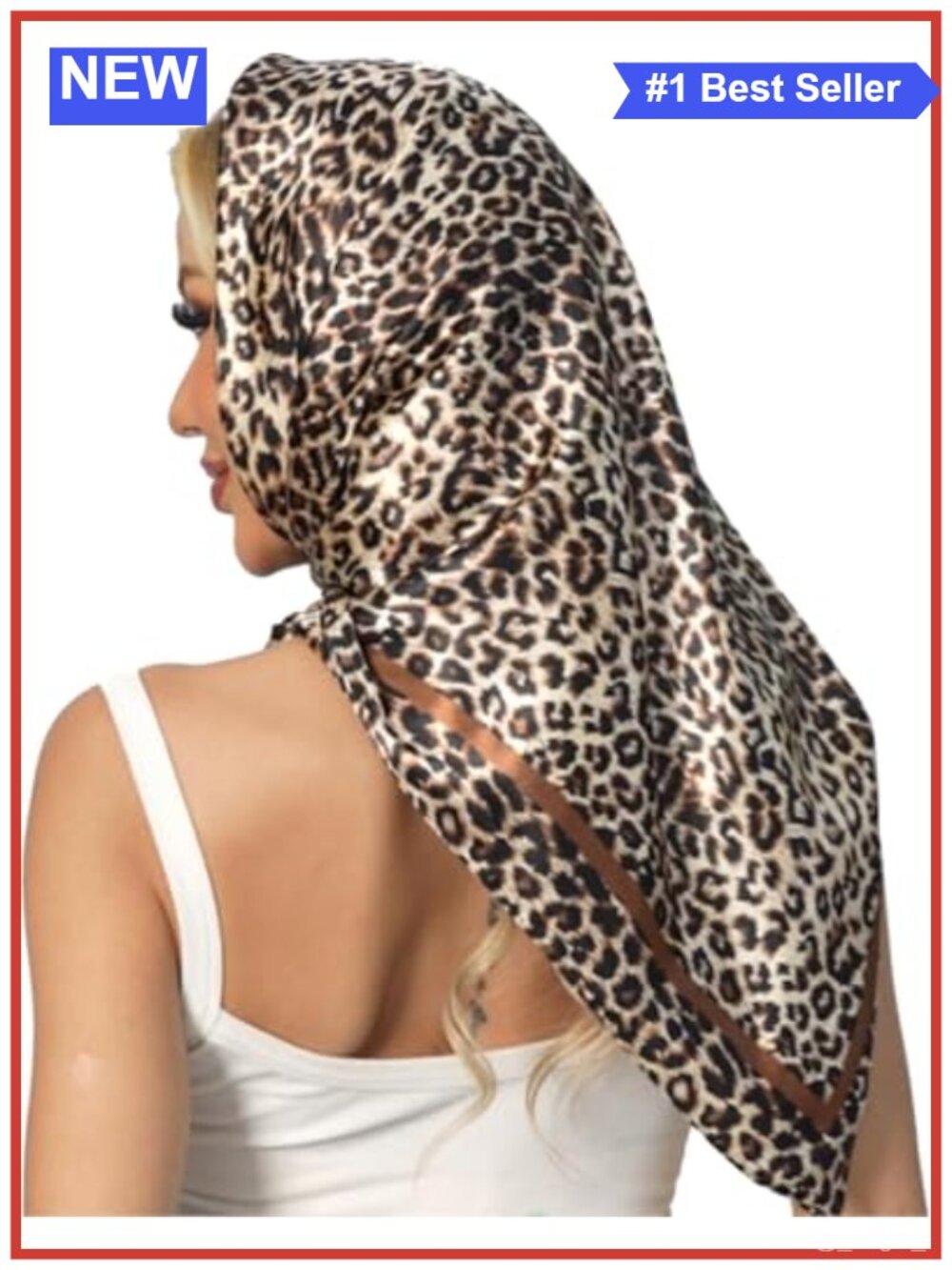 Satin Square Scarf Leopard Print Headscarf Neck Bandana 35x35